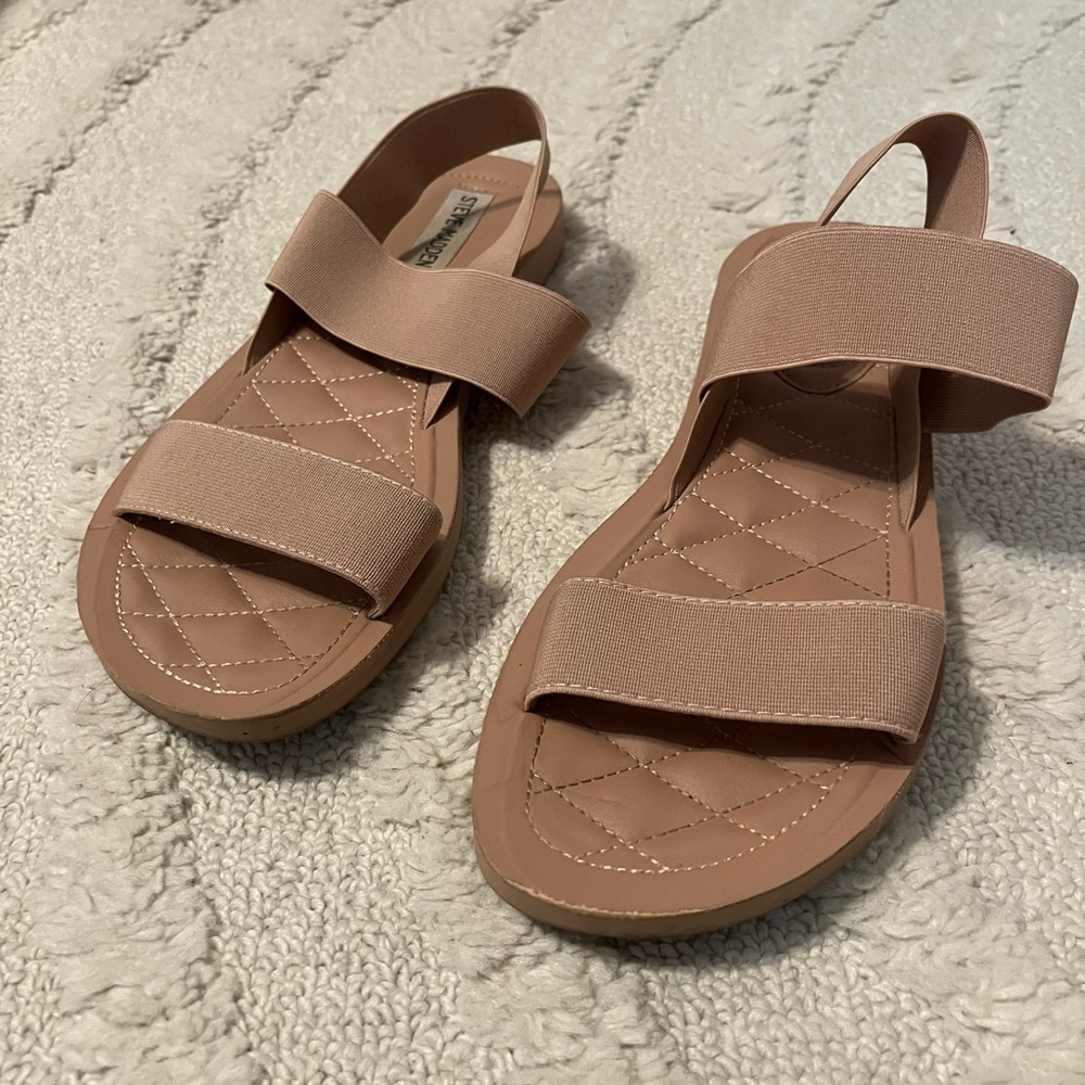 Steve Madden Tan Elastic Strap Sandals